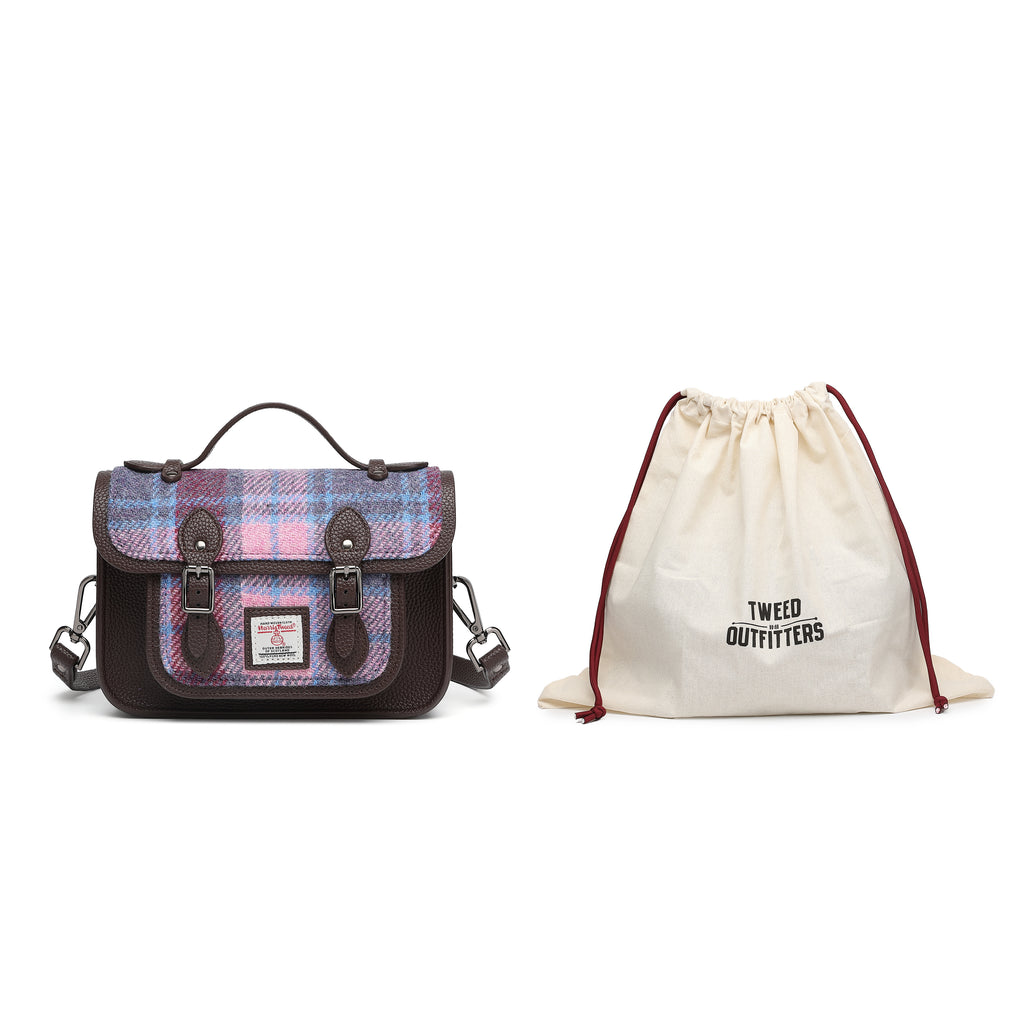 Harris Tweed Edinburgh Satchel Purple Blue/Dark Brown