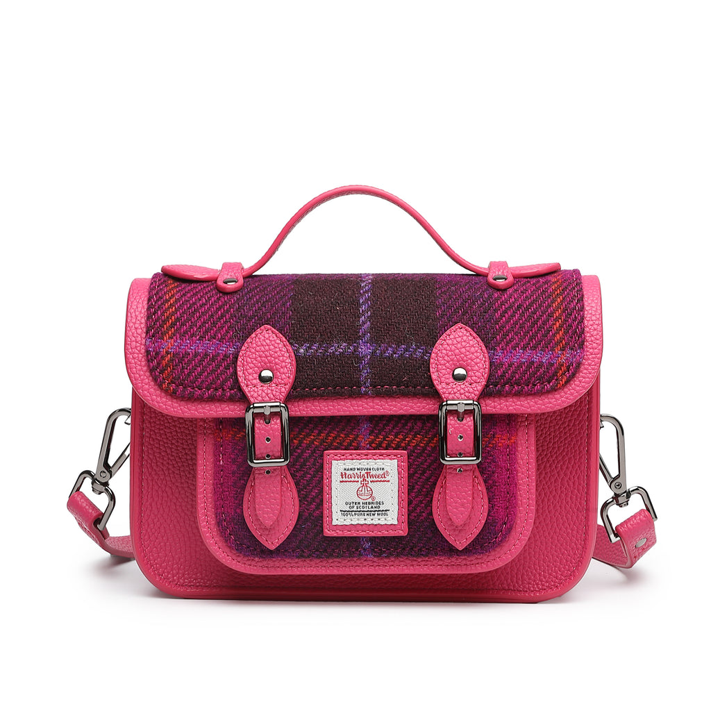 Harris Tweed Edinburgh Satchel Purple/Fuchsia