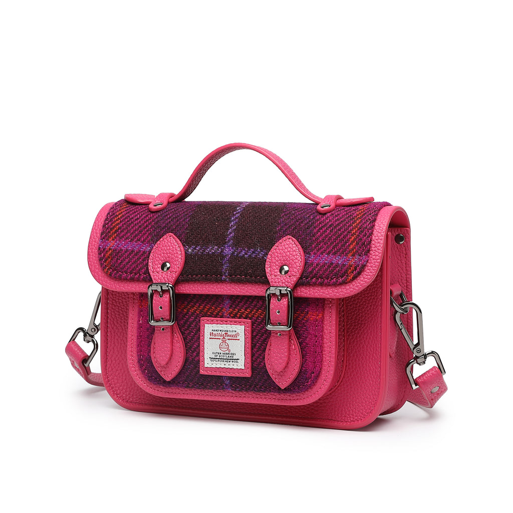 Harris Tweed Edinburgh Satchel Purple/Fuchsia