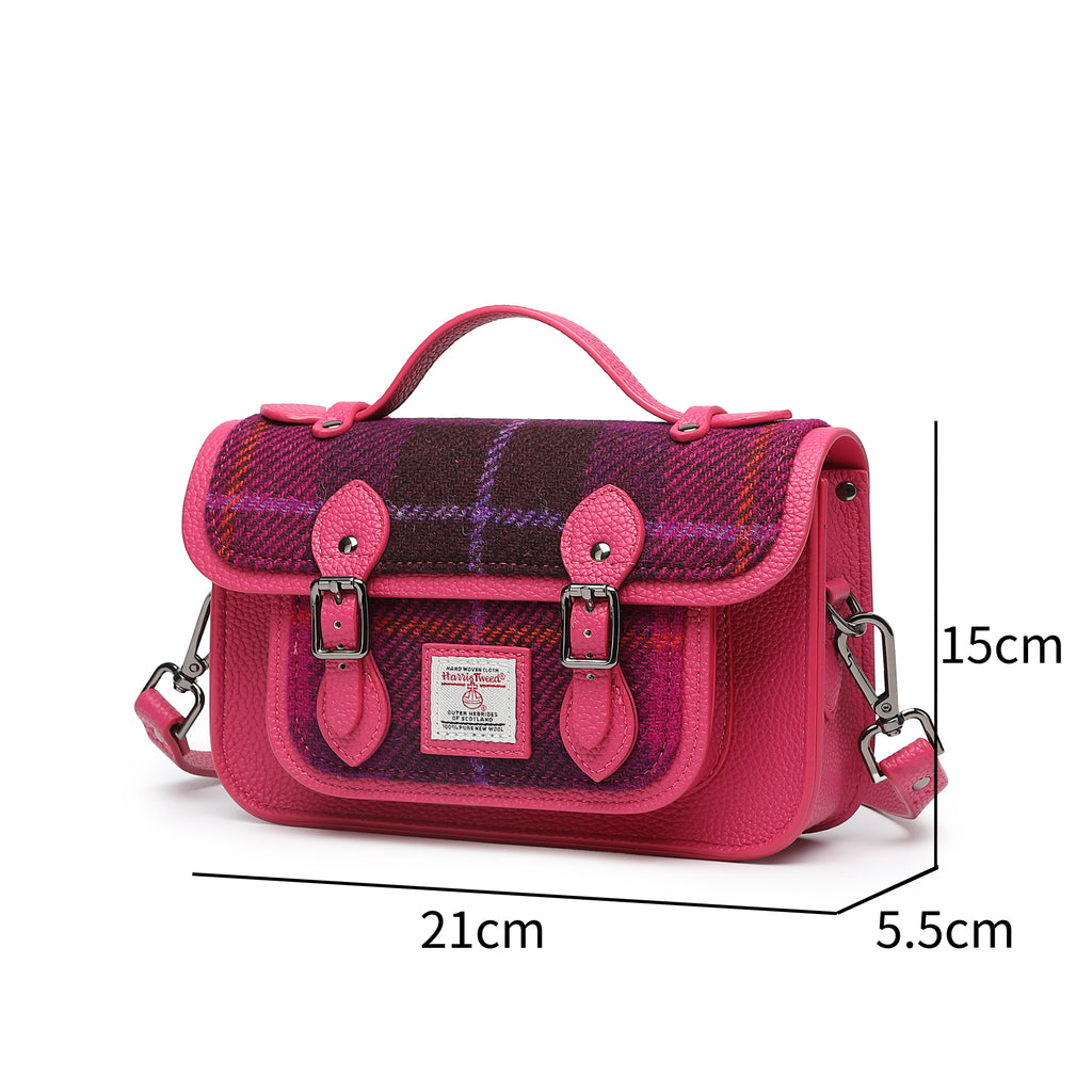 Harris Tweed Edinburgh Satchel Purple/Fuchsia