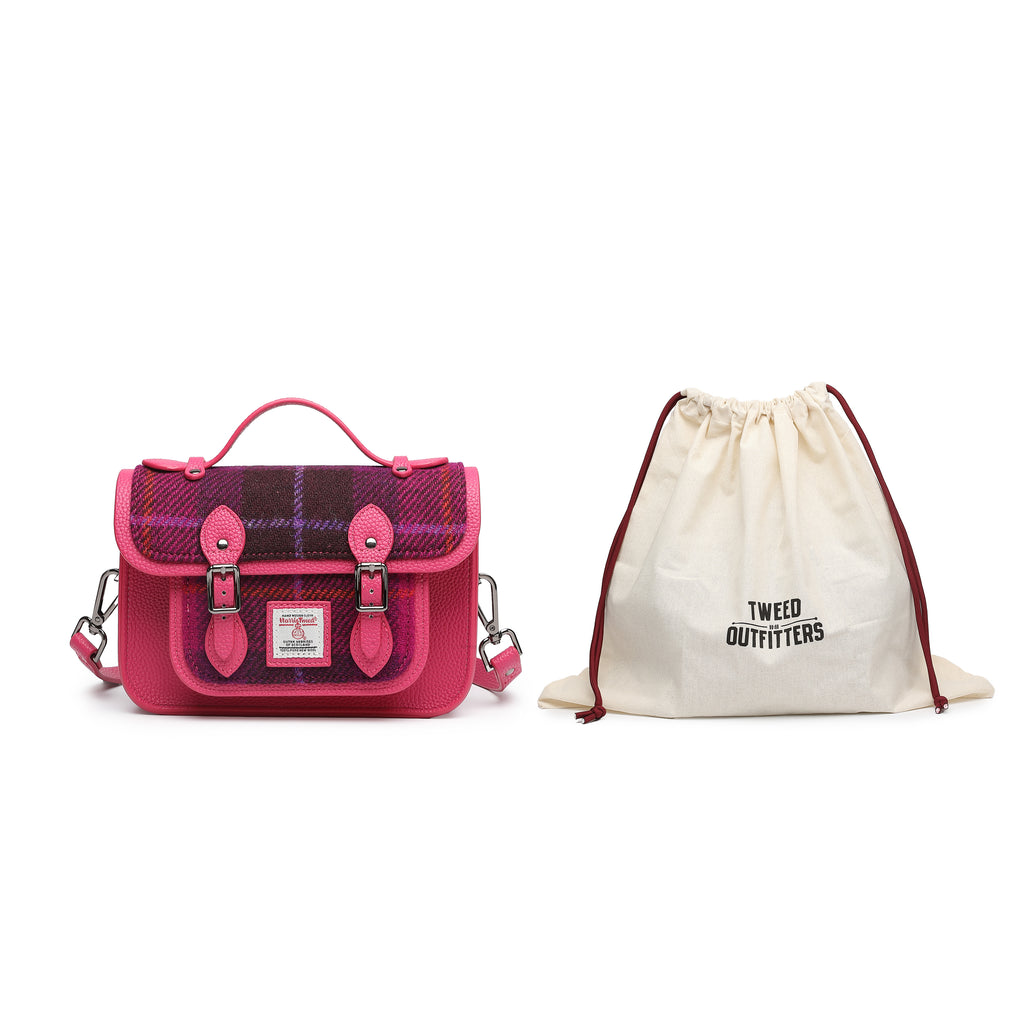 Harris Tweed Edinburgh Satchel Purple/Fuchsia