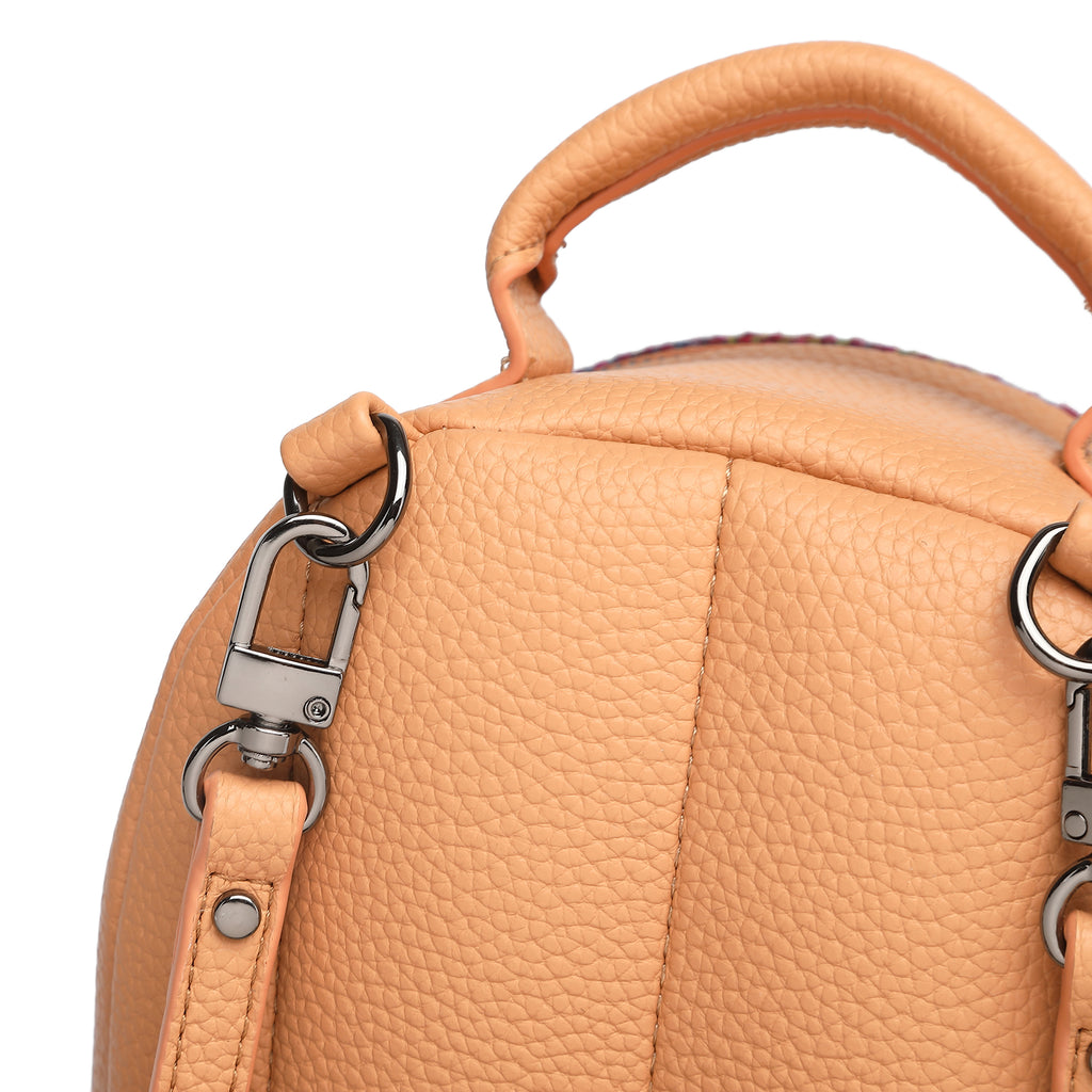 Harris Tweed Mini Backpack Purple Green/Tan Brown