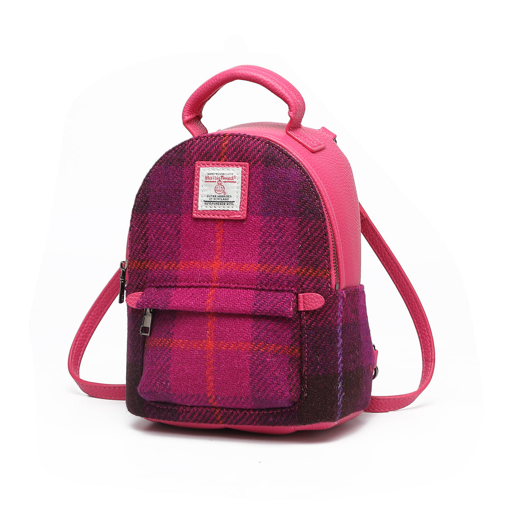 Harris Tweed Mini Backpack Purple/Fuchsia