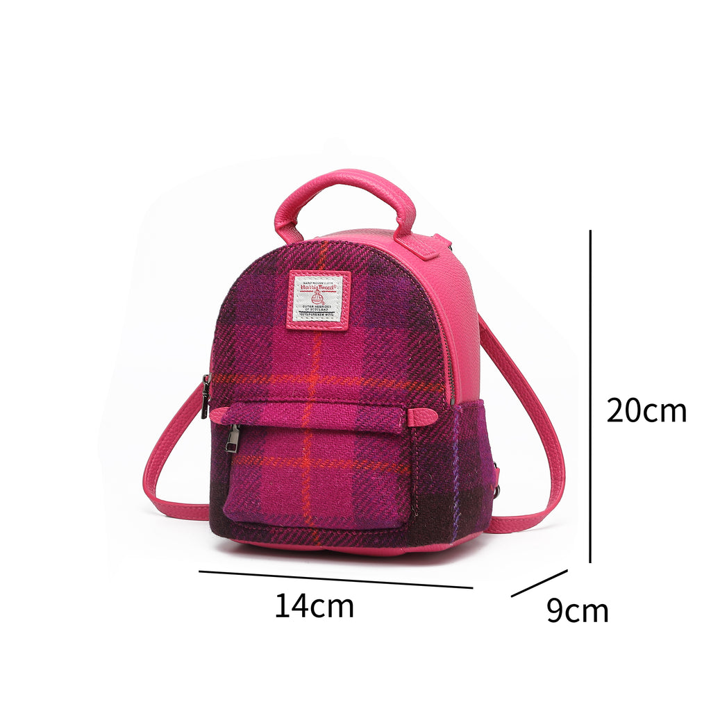 Harris Tweed Mini Backpack Purple/Fuchsia