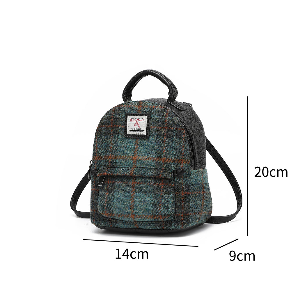 Harris Tweed Mini Backpack Green/Black