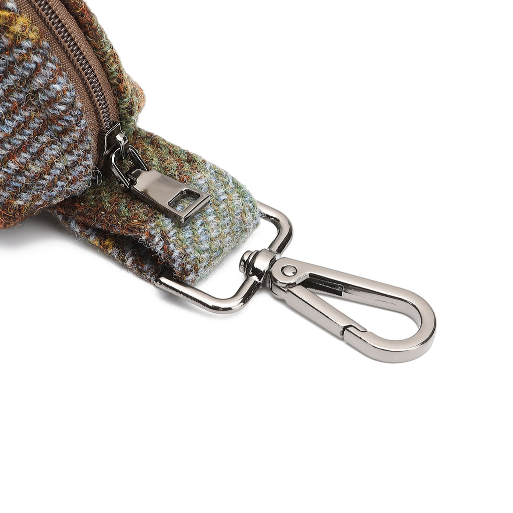 Harris Tweed Mini Zip Purse MacLeod Tartan/Light Brown