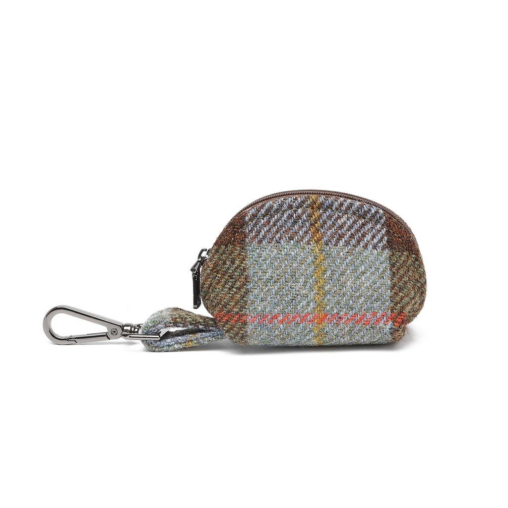 Harris Tweed Mini Zip Purse MacLeod Tartan/Light Brown