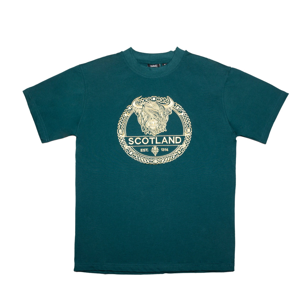 Adults Celtic Cow T-Shirts - Teal Travel Outfitters